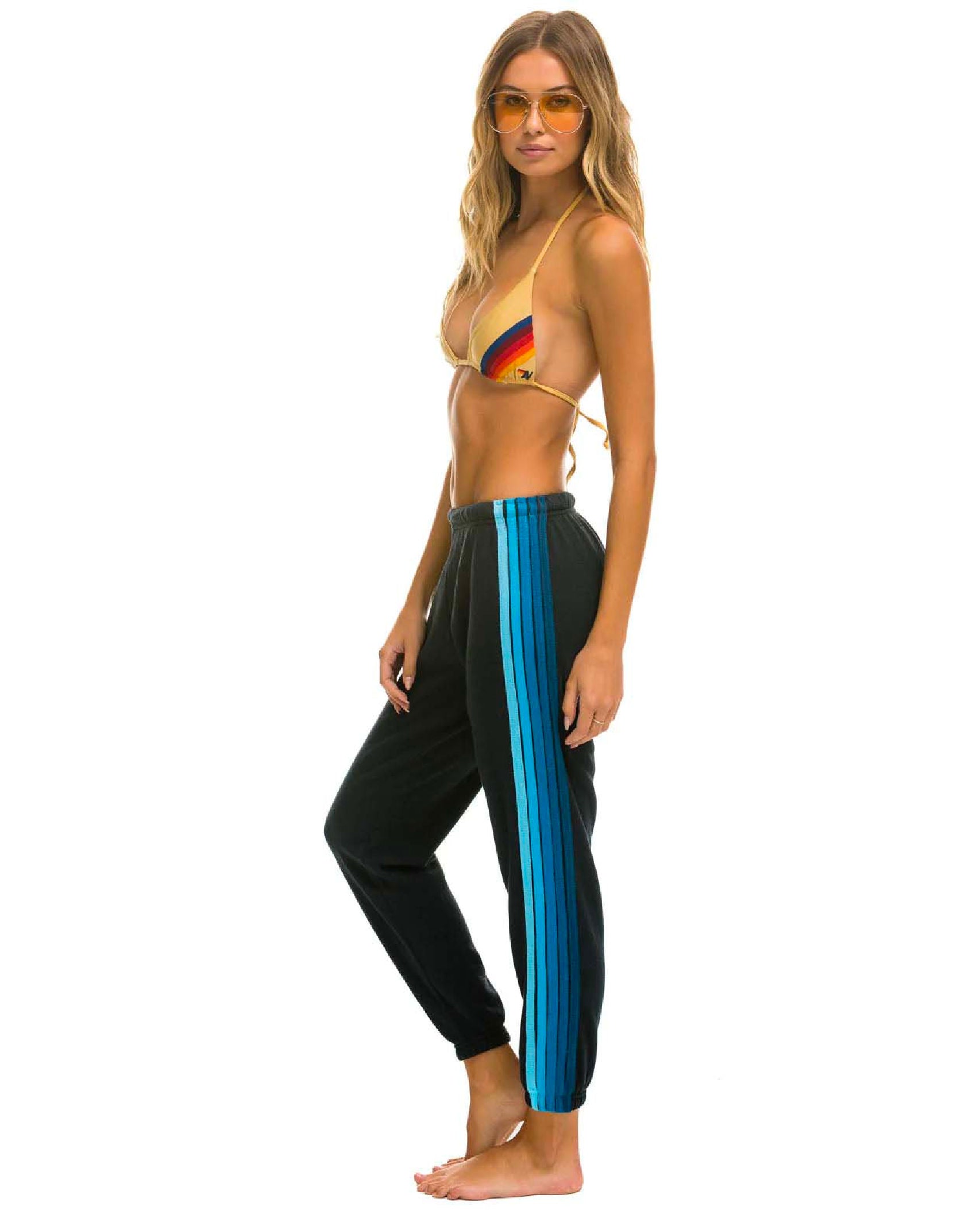 5 Stripe Charcoal/Blue Women's Sweatpant