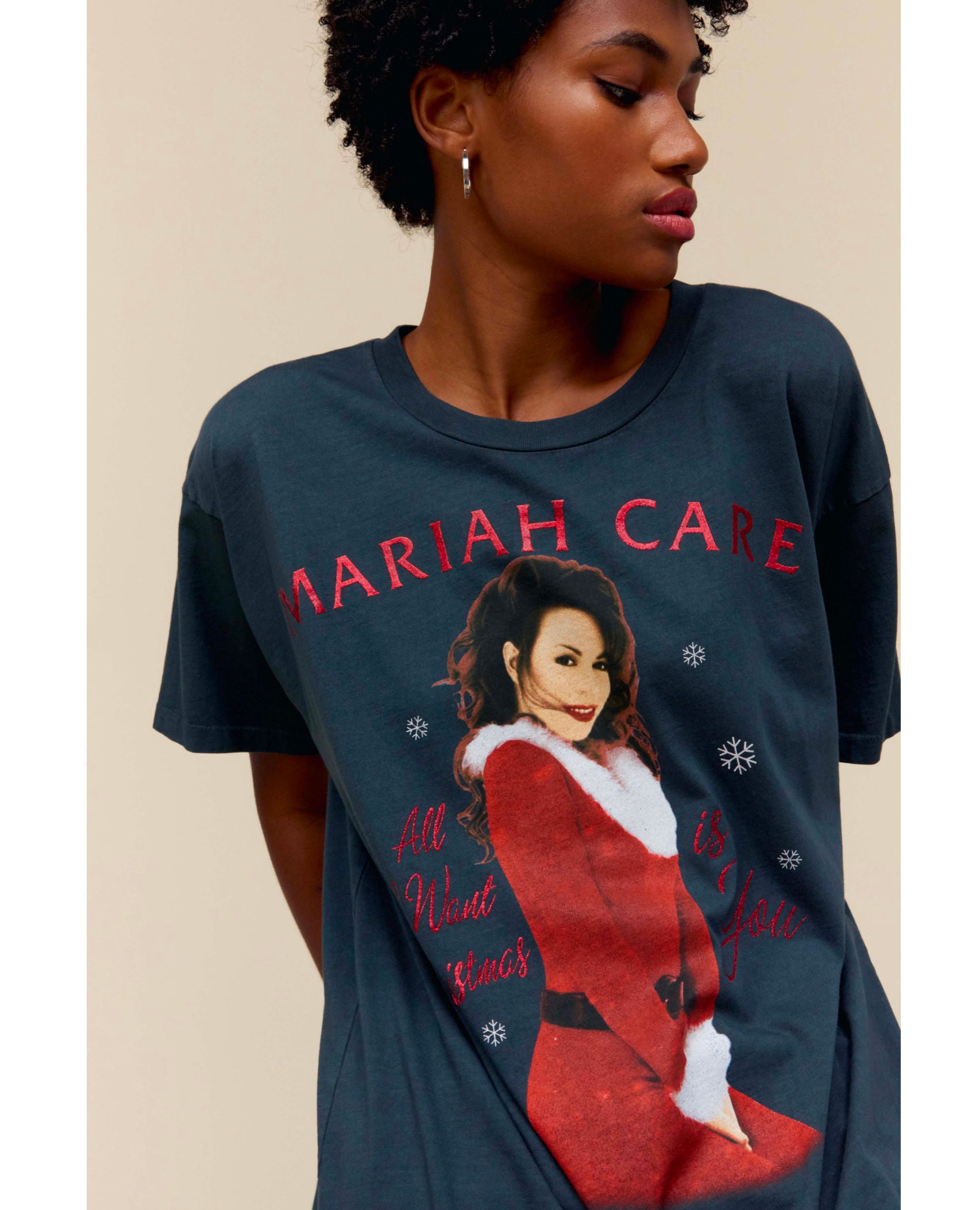 Mariah Carey All I Want For Christmas Merch Short Sleeve Tee Vintage Black