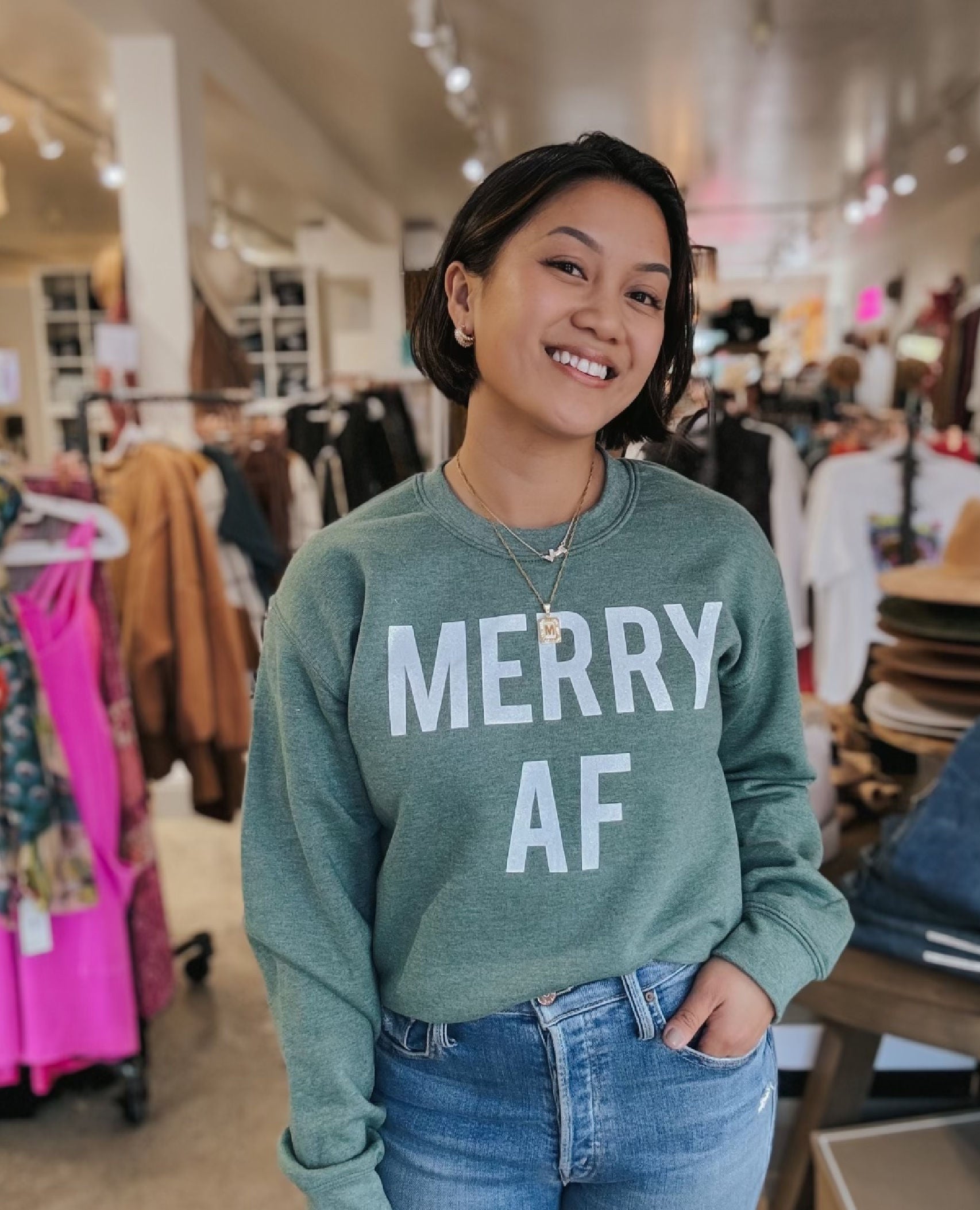 Merry AF Green Sweatshirt