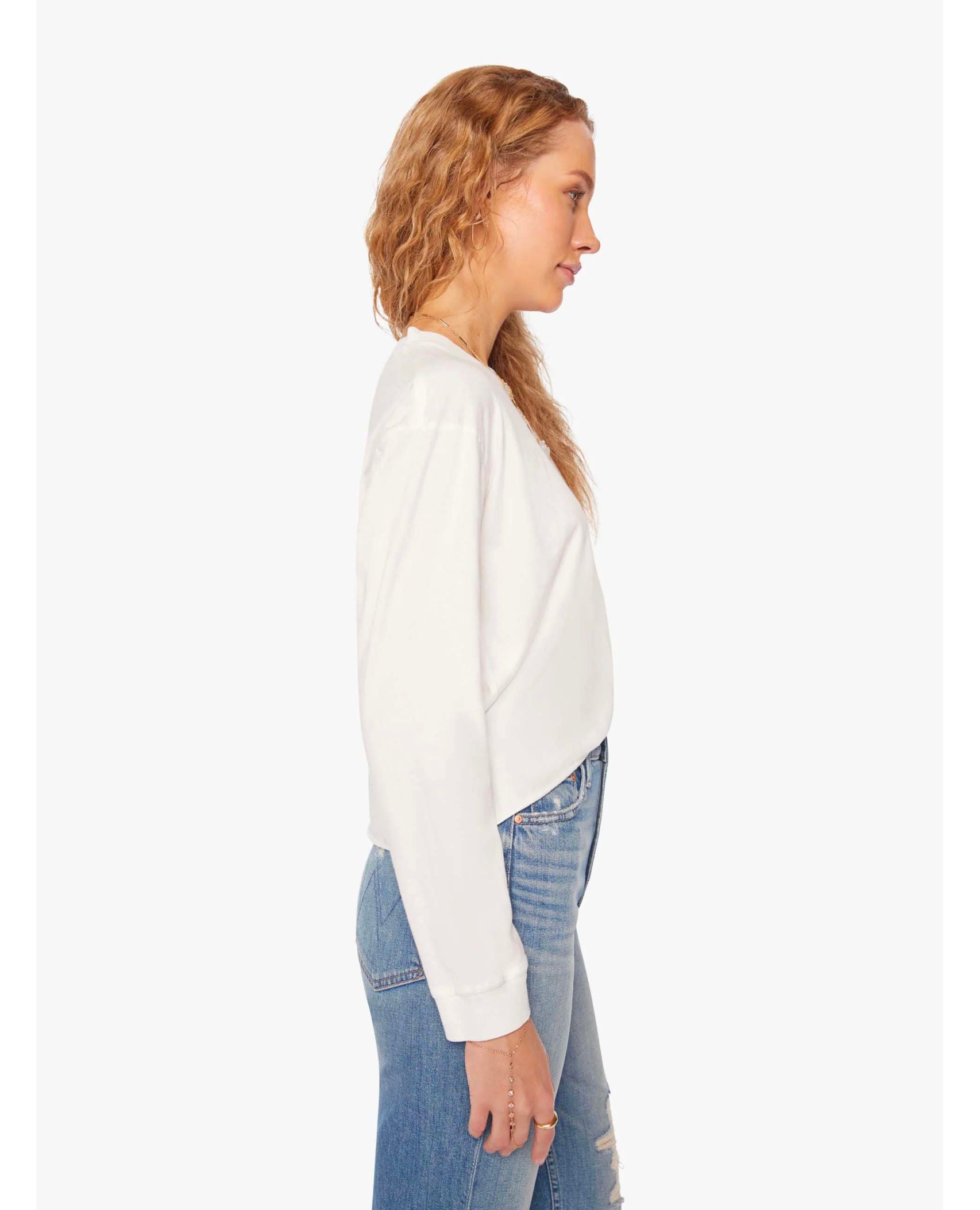 The Long Sleeve Slouchy Cut Off White