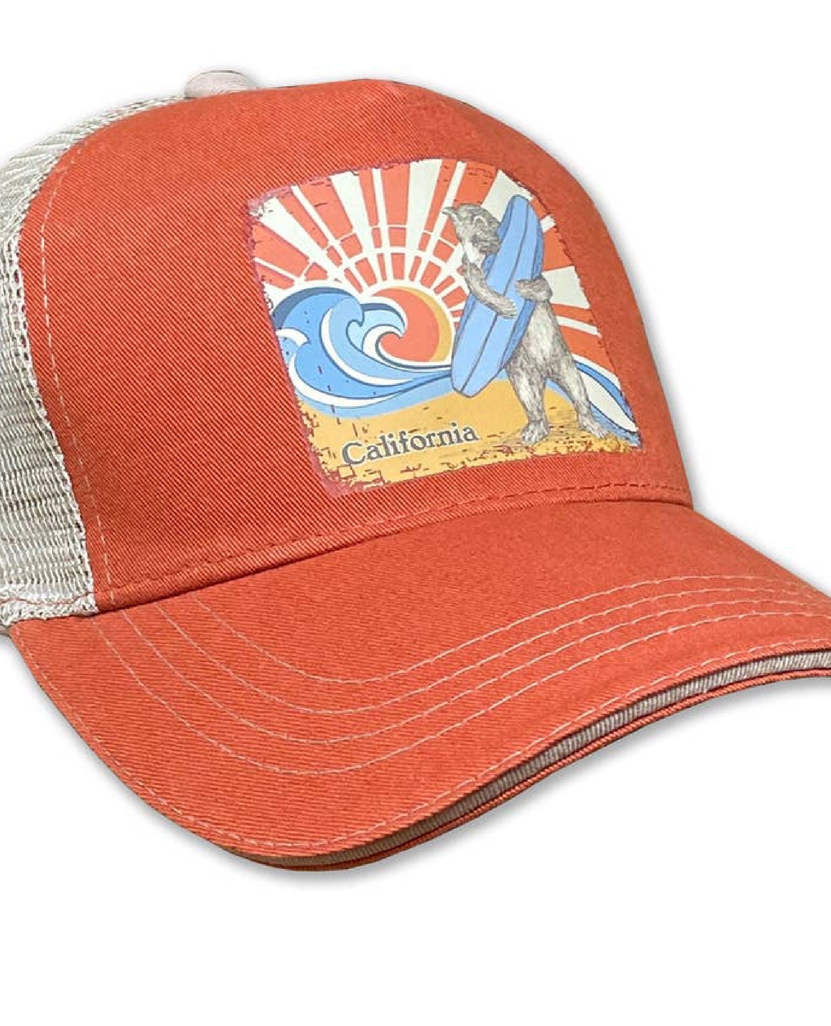Surf Cali Bear Trucker Hat Burnt Orange