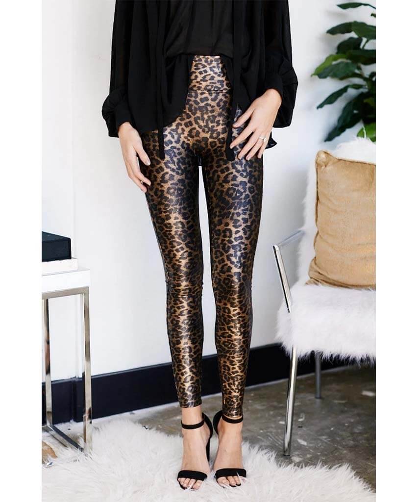 SPANX, Pants & Jumpsuits, Spanx Faux Leather Leopard Leggings In Leopard  Shine Size Small