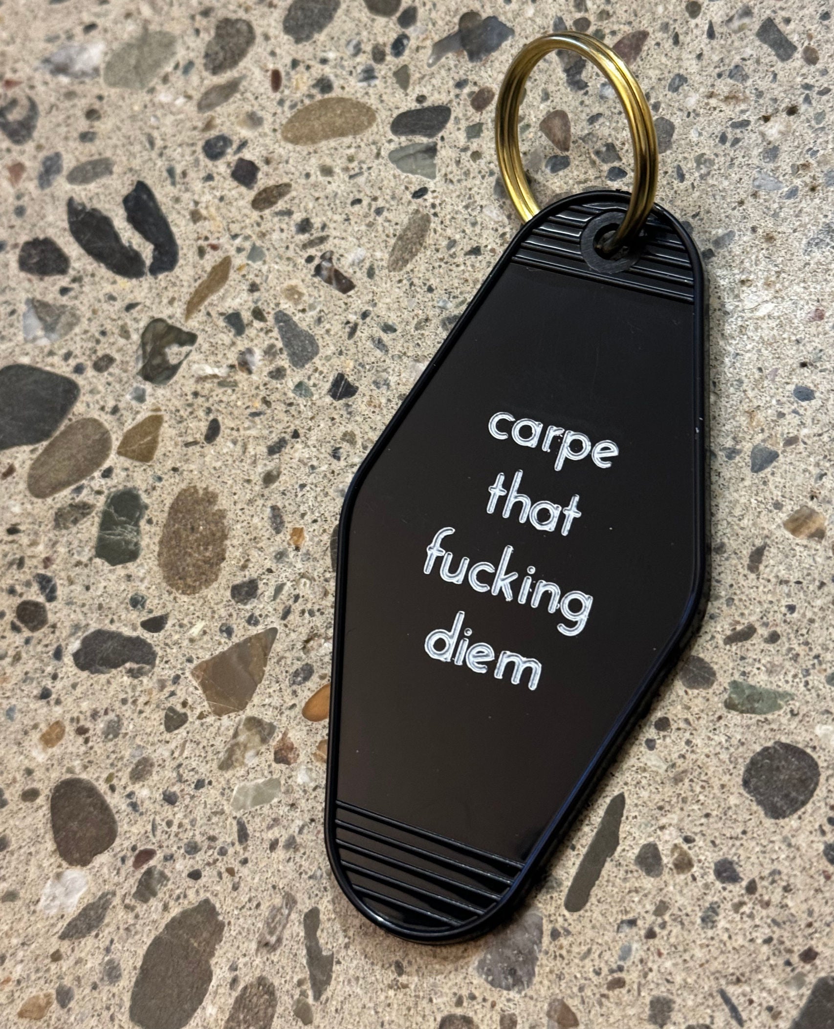 Carpe That Fucking Diem Black Keychain