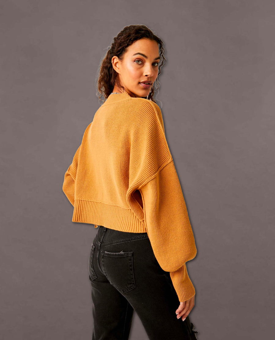 Easy Street Cropped Pullover Golden Squash