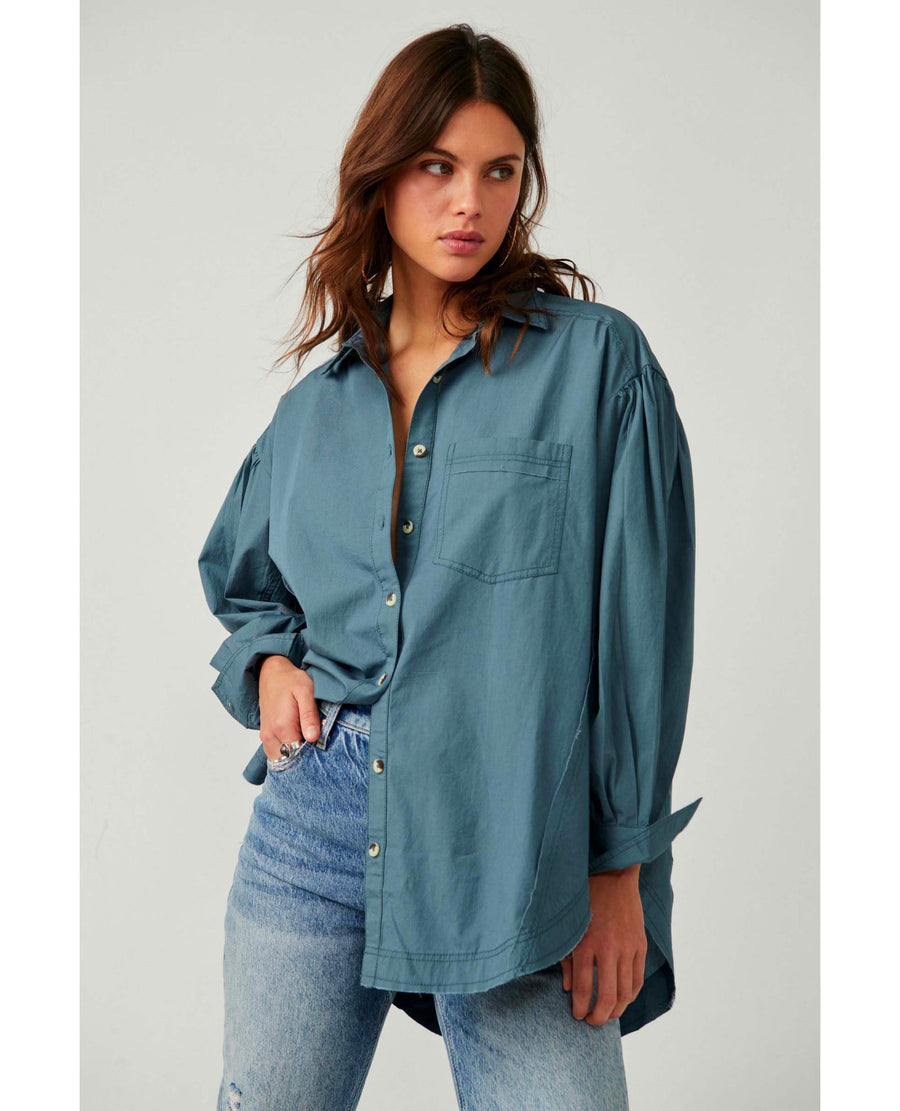 Happy Hour Solid Button Up Top