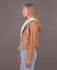 Restocked Molly Patina Hood Leather Jacket Au Lait