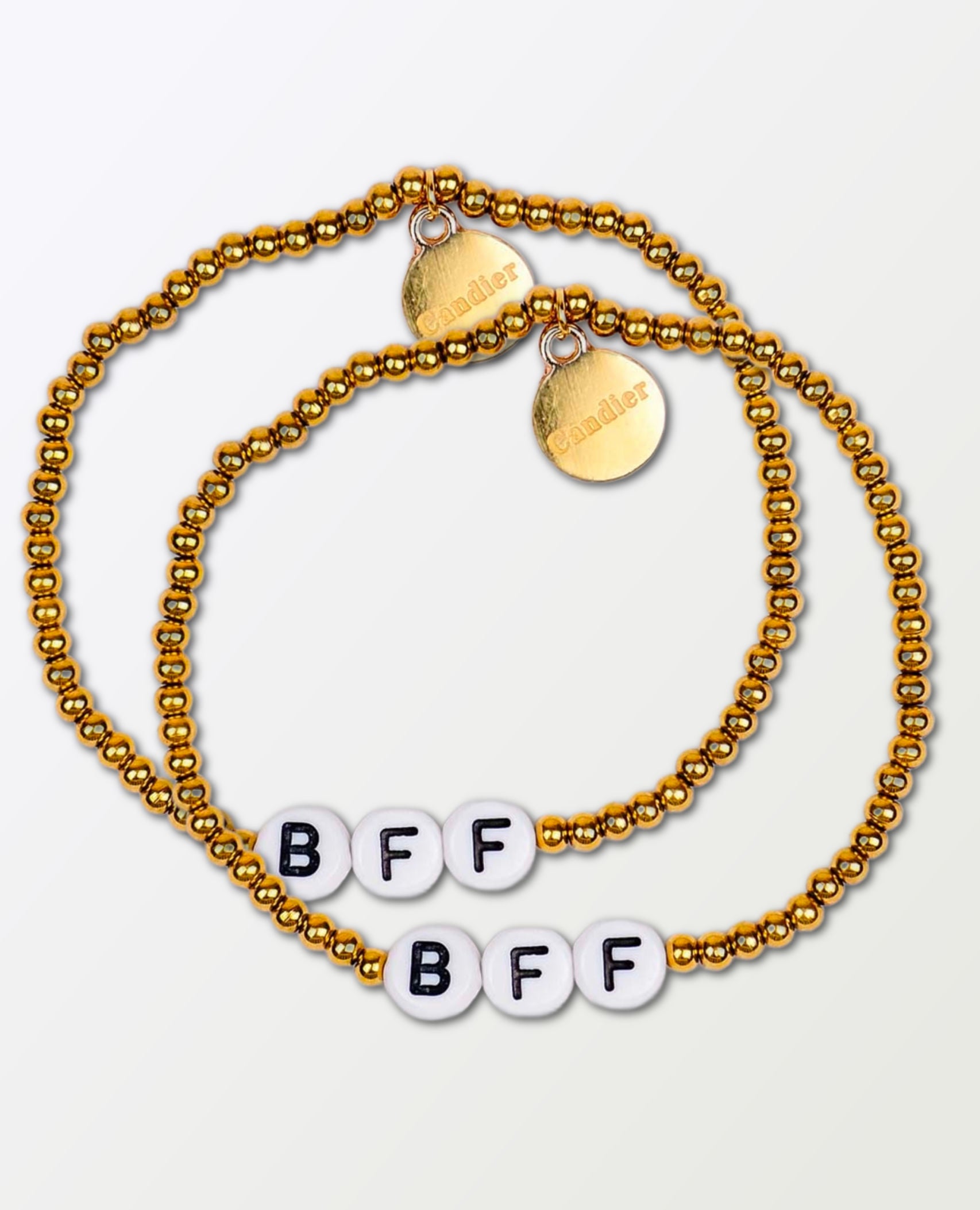 BFF Gold Beaded Bracelets (Set of 2)