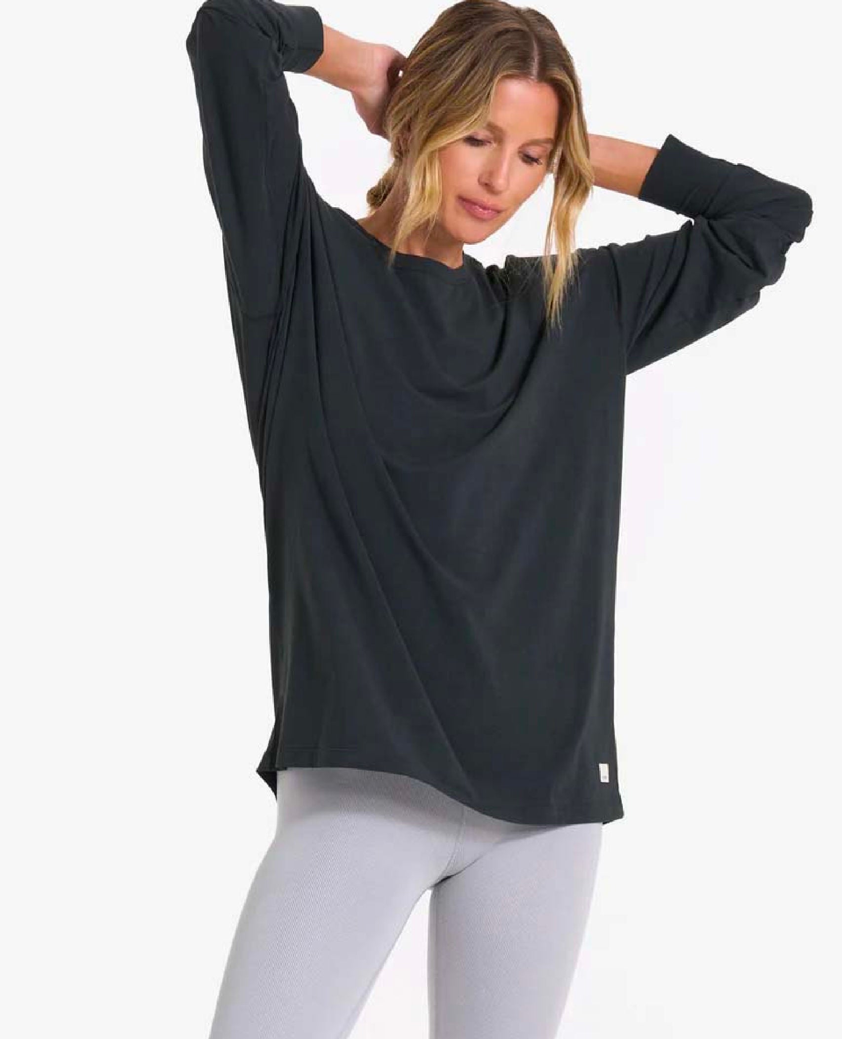 Feather Tee Long Sleeve Washed Black