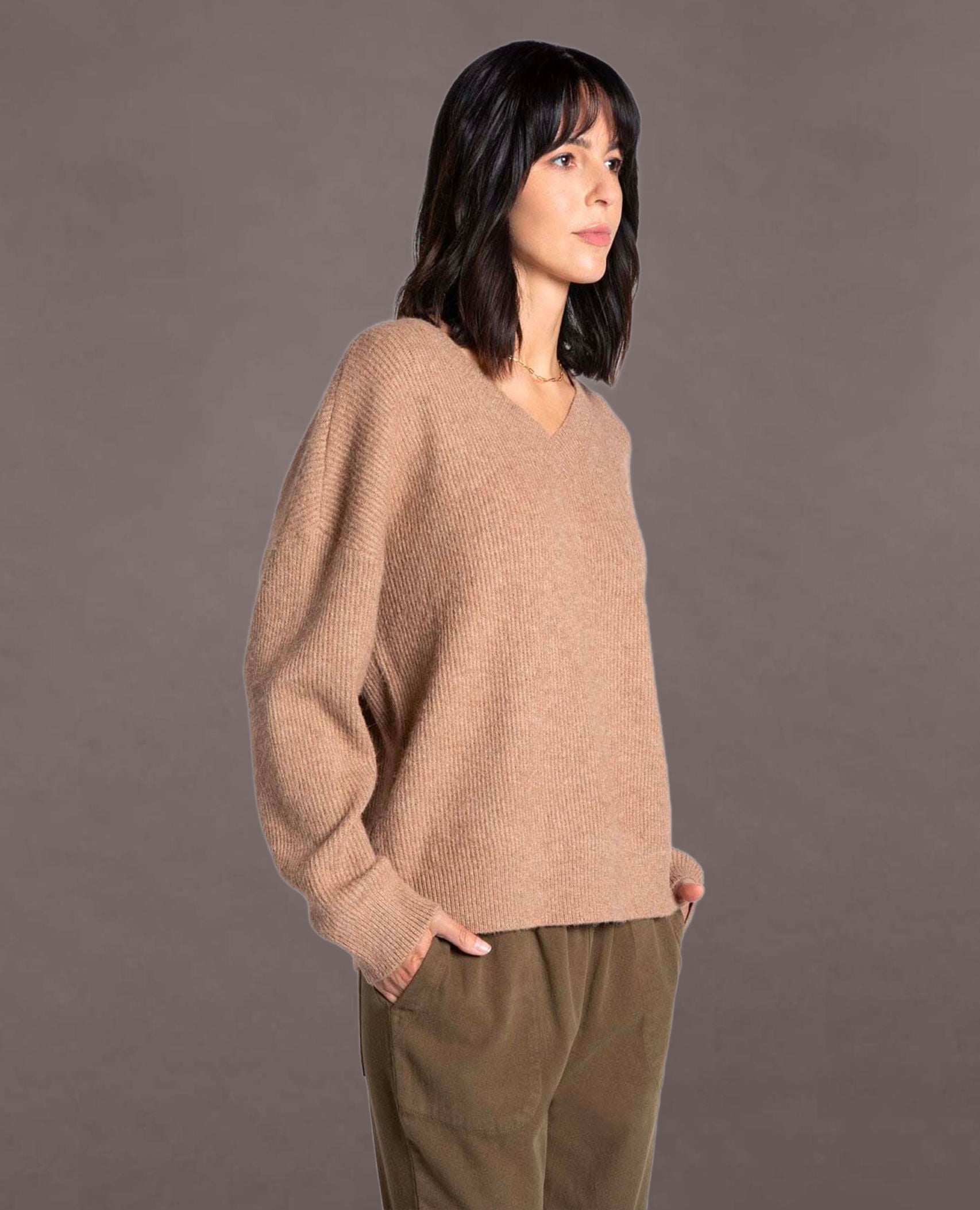 Maria Long Sleeve Sweater Camel