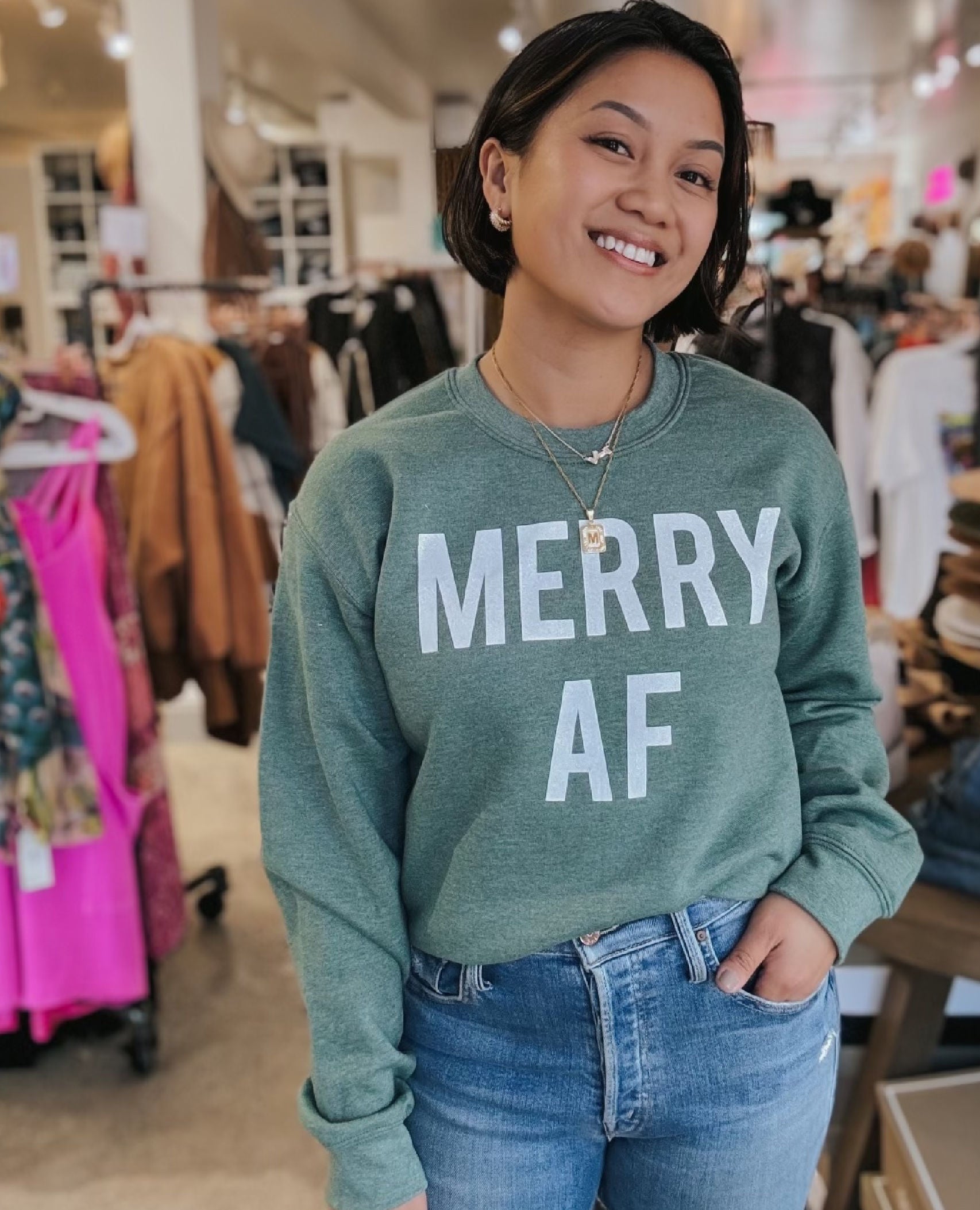 Merry AF Green Sweatshirt