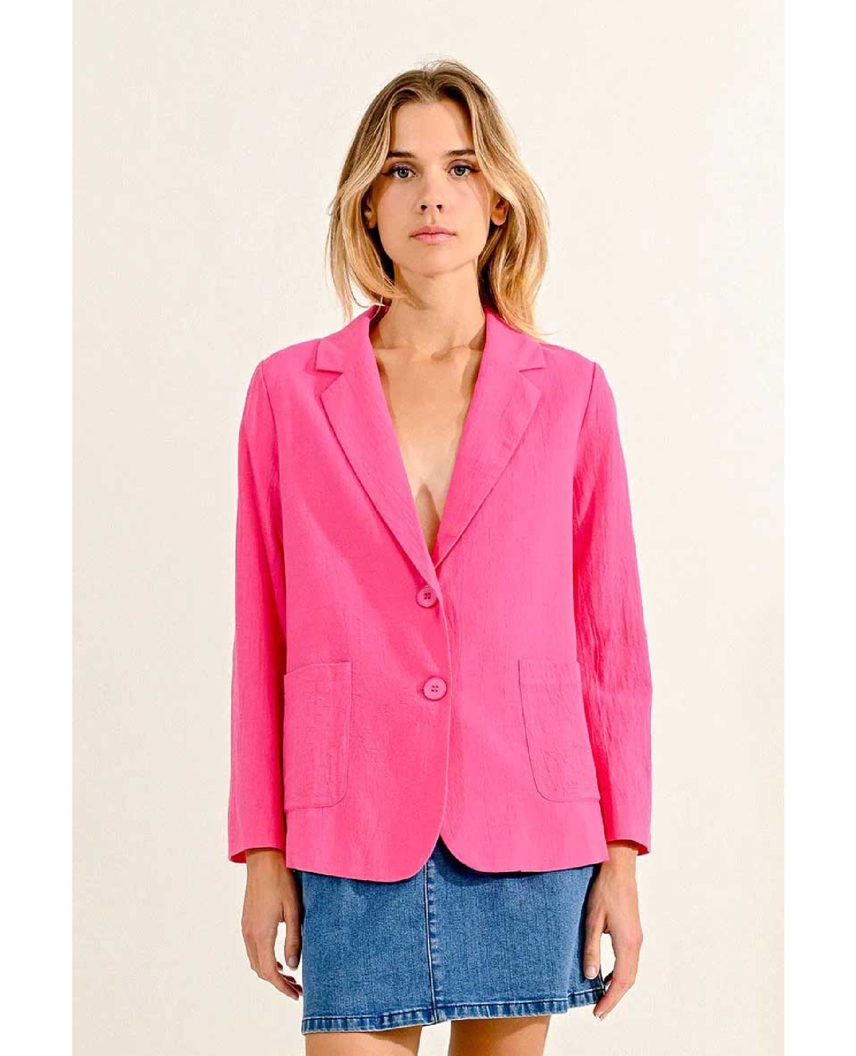 Perfectly Pink Button Blazer