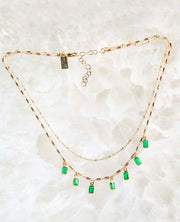 Eden Layered Necklace Emerald Green