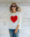 Red Popcorn Heart Ivory Sweater