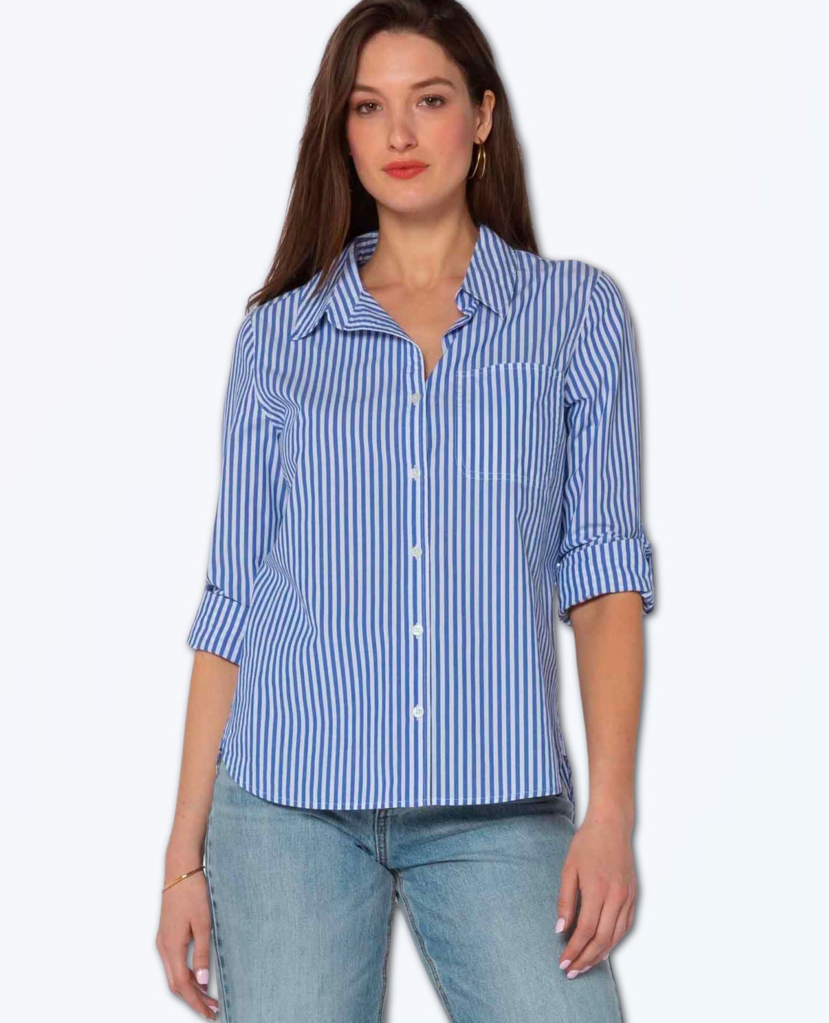 Elisa Blue White Striped Shirt