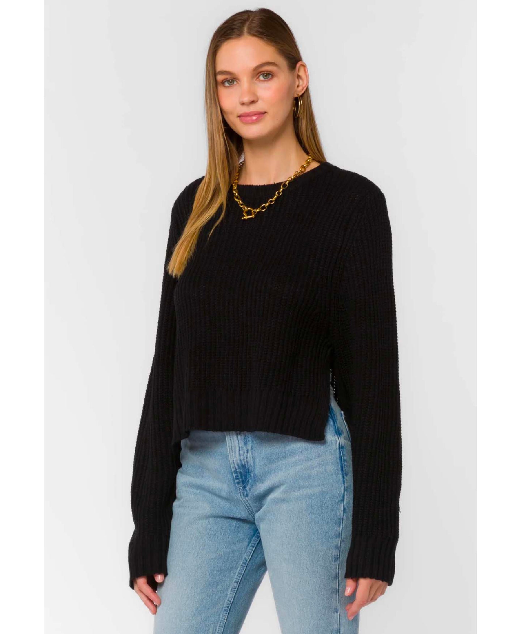 Korina Black Crew Sweater