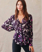 Avalon Long Sleeve Shirt Floral Plum Print