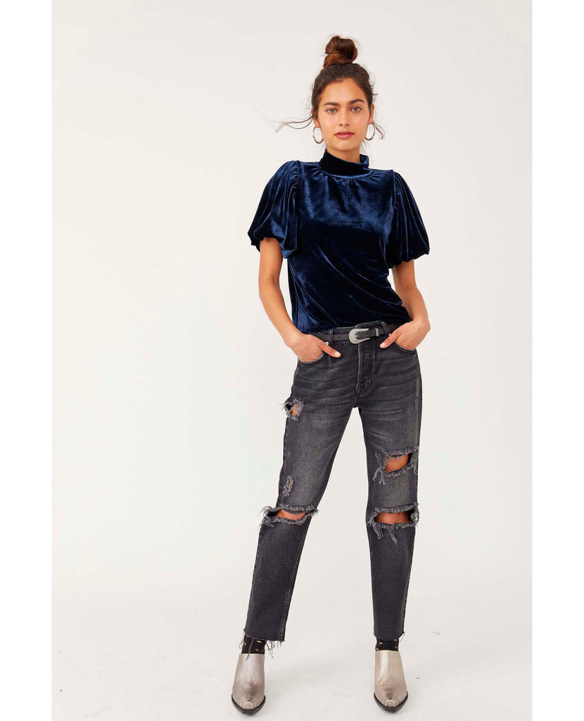 Claudia Velvet Tee Outerspace