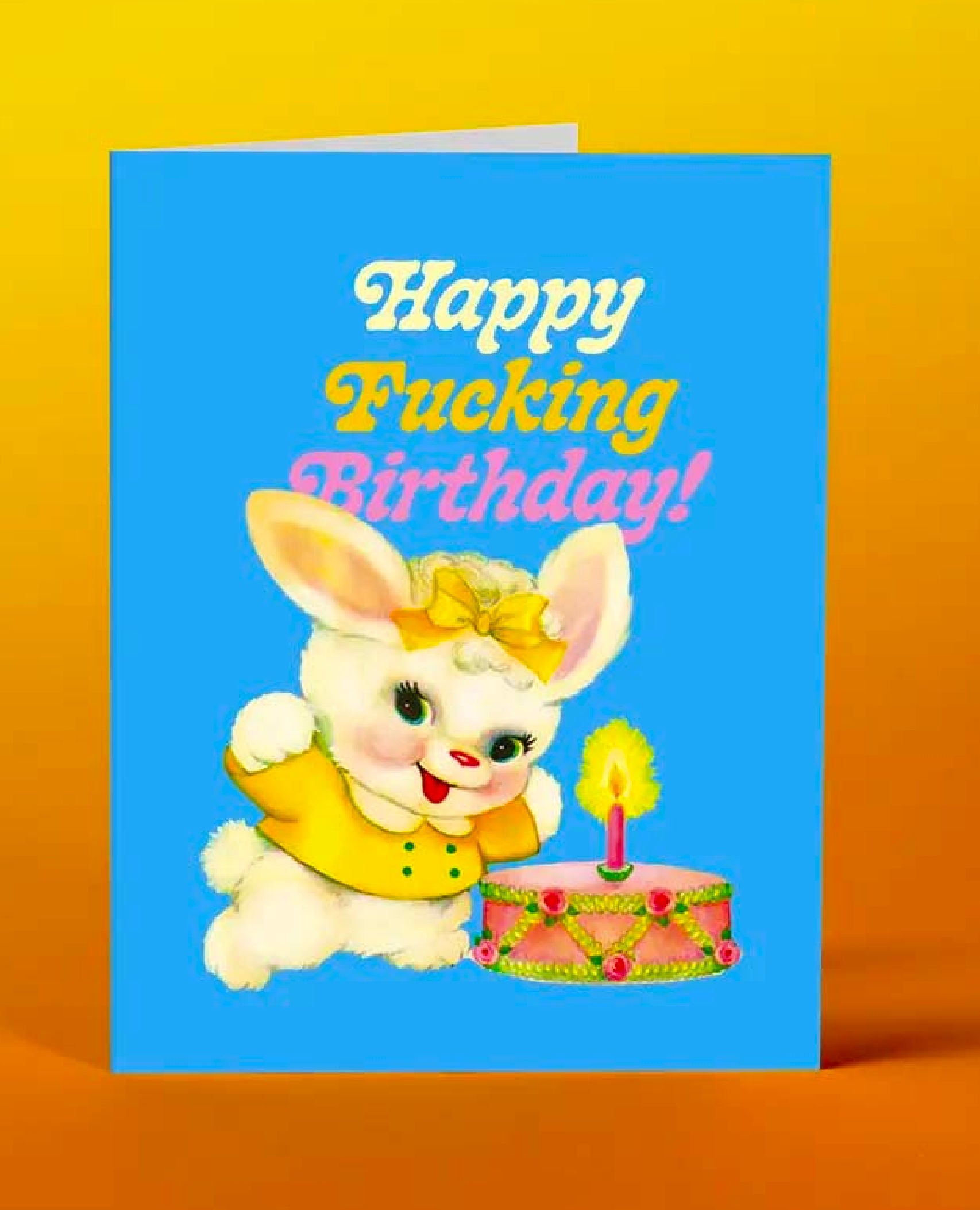 Blue Bunny Birthday Card
