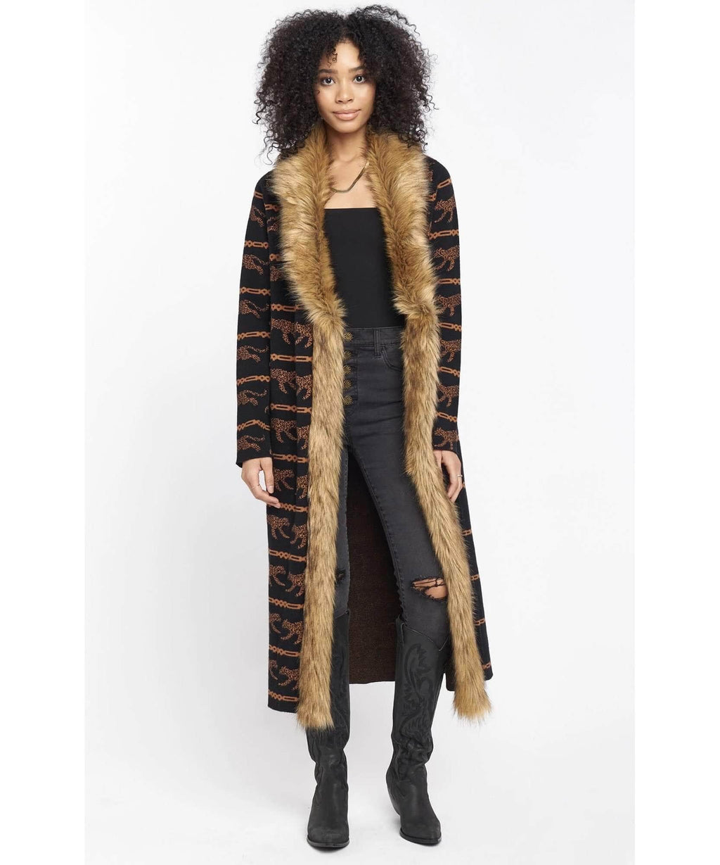 Langston Cardigan Cheetah Chains Knit w/Faux Fur – PINK ARROWS