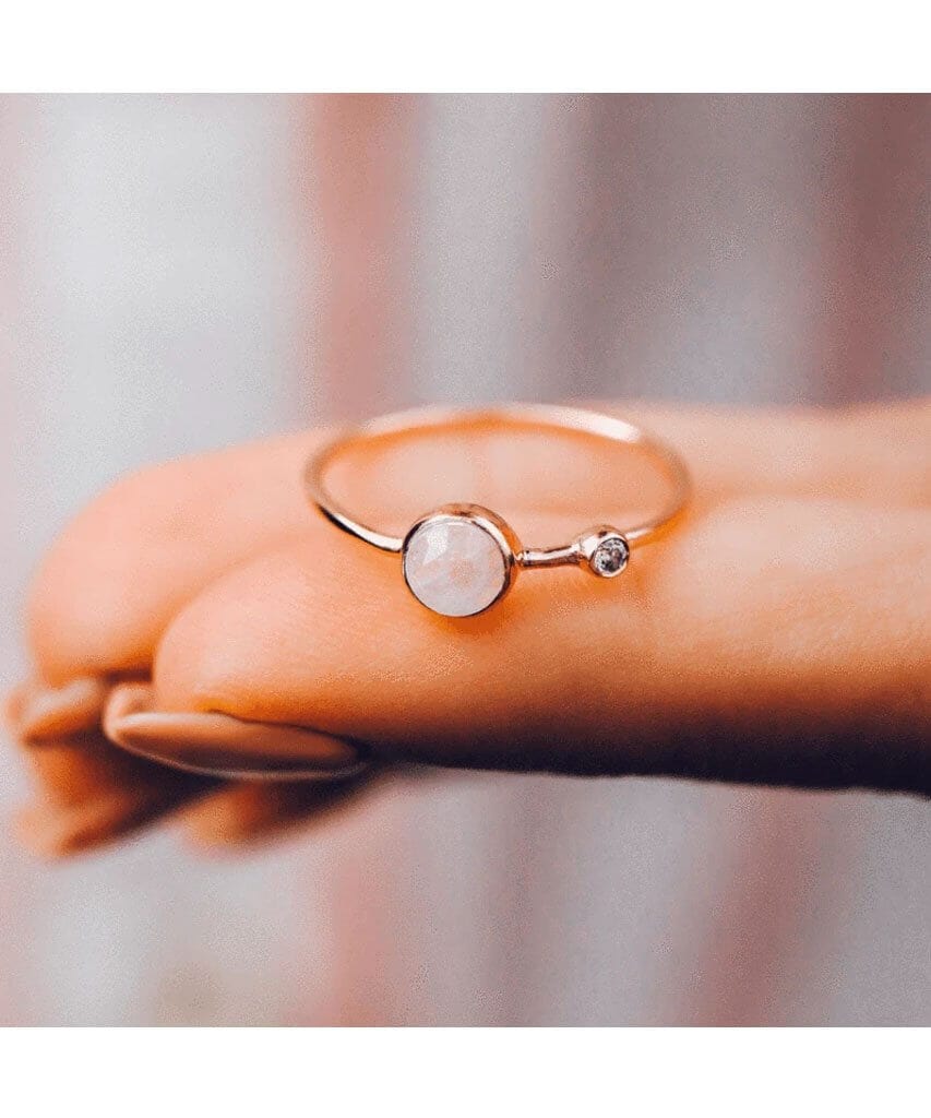 Moonstone Double Stone Ring Rose Gold