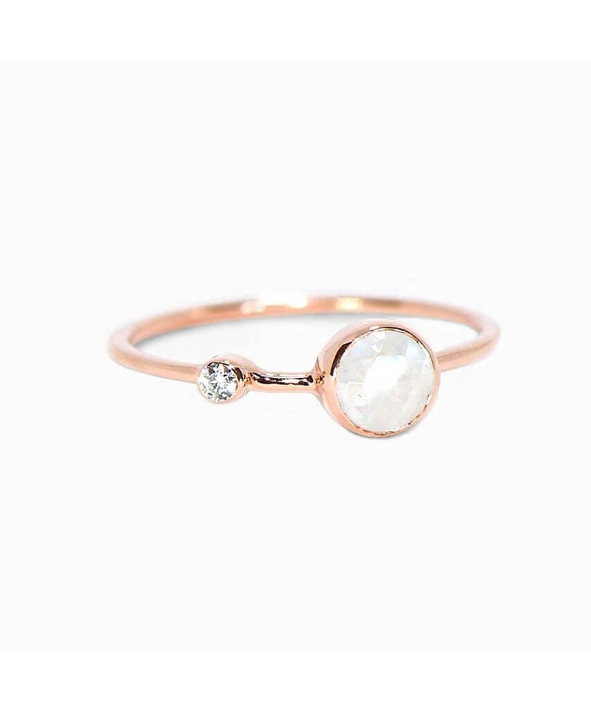 Moonstone Double Stone Ring Rose Gold