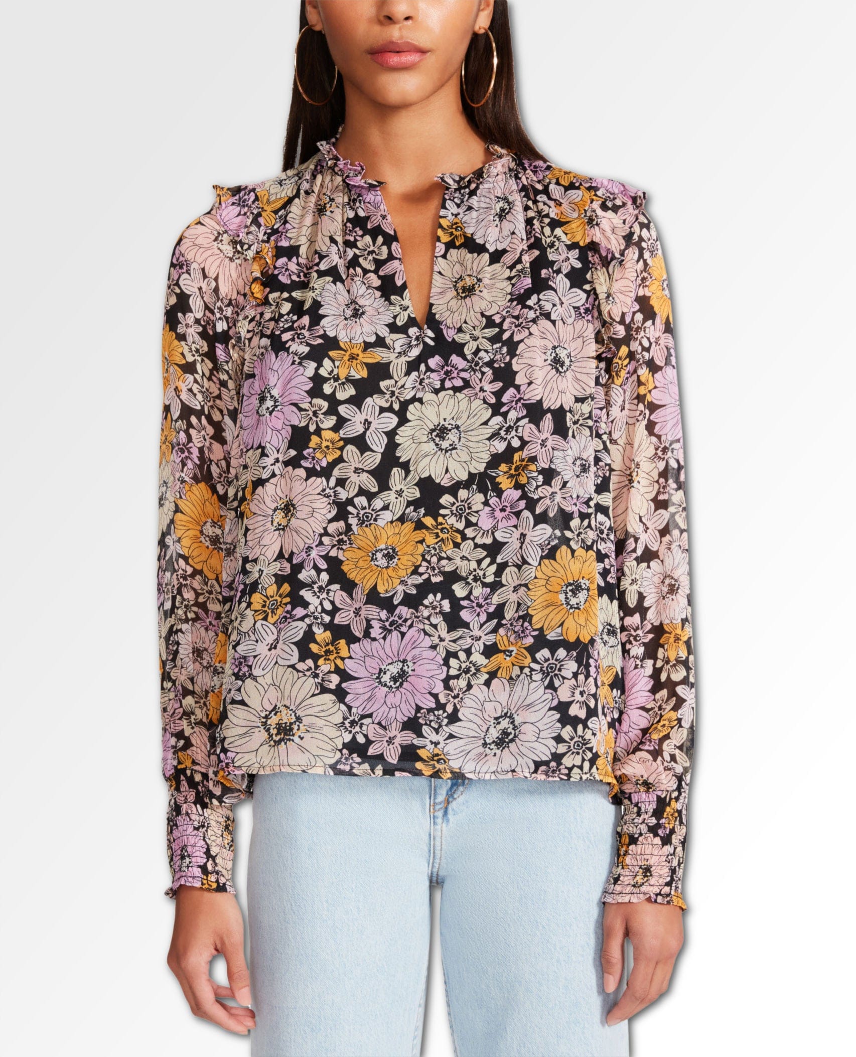 Floral Me Not Top Black Combo