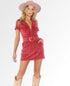 Outlaw Mini Belted Dress Rose Corduroy