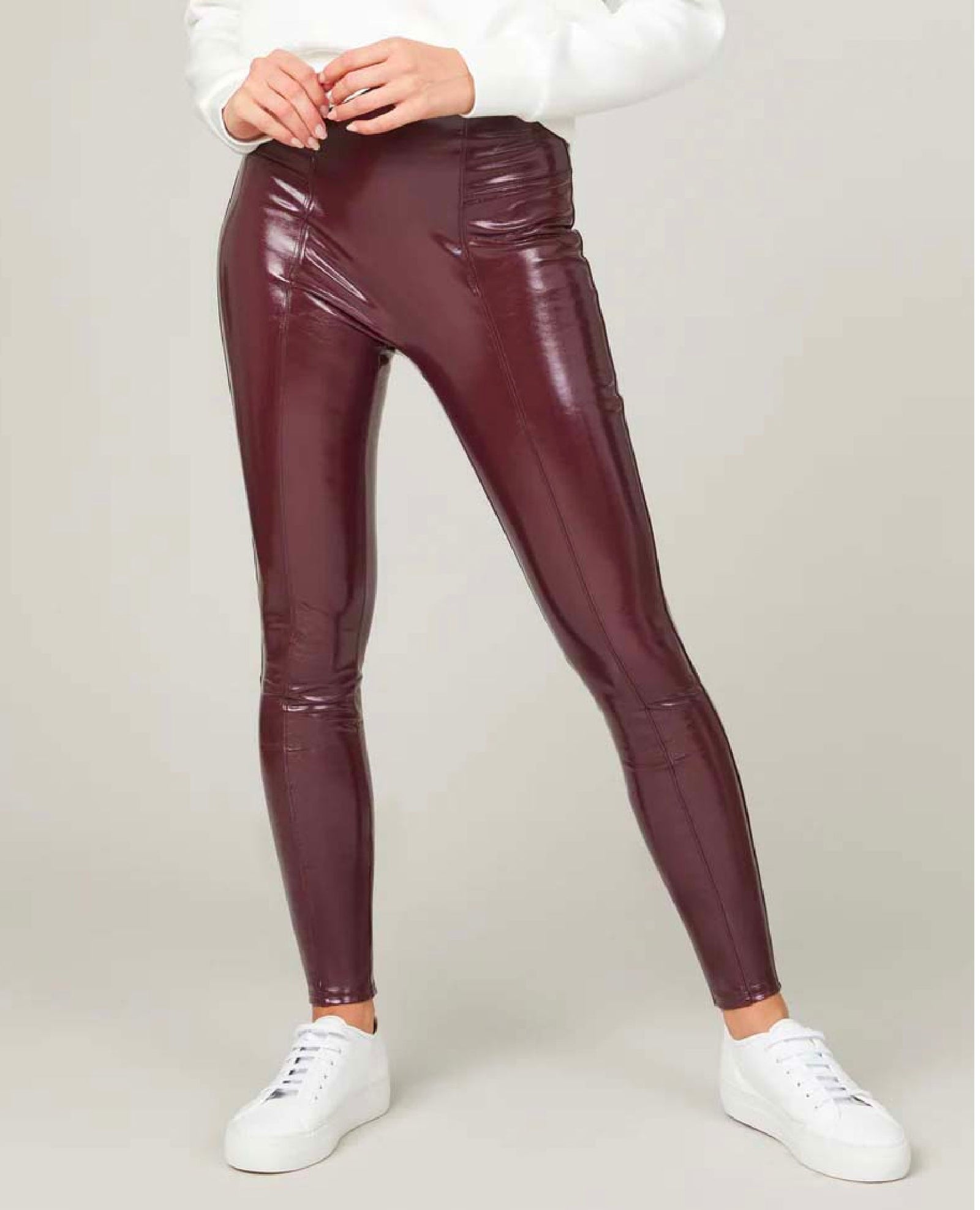 Faux Patent Leather Leggings Ruby