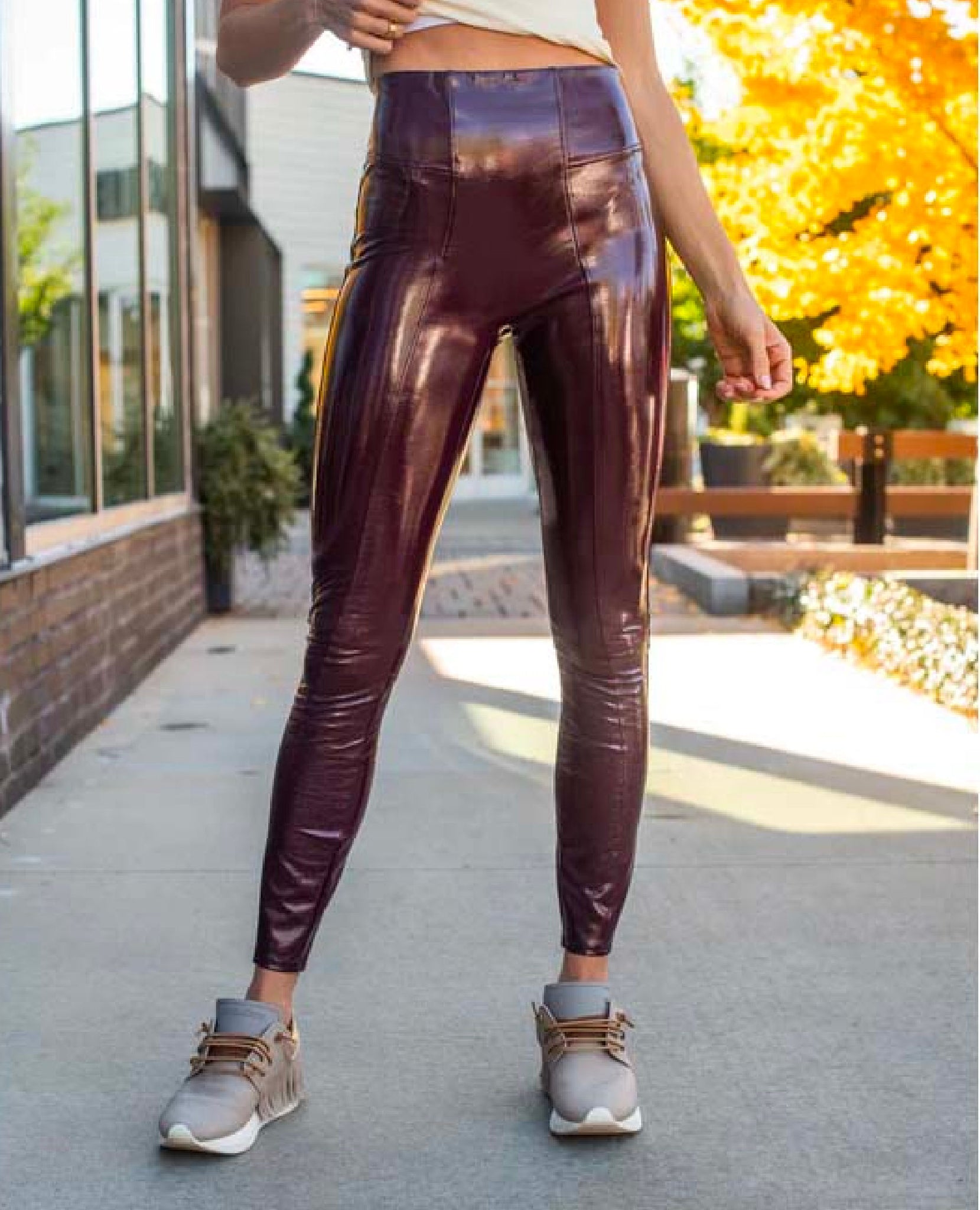 Faux Patent Leather Leggings Ruby – PINK ARROWS