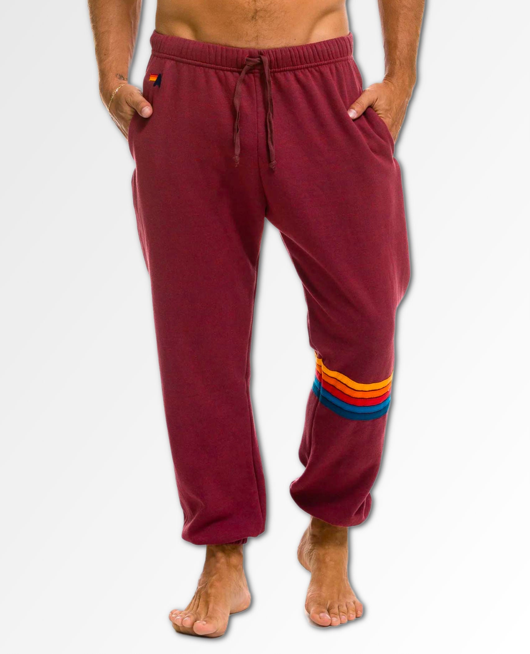 Rainbow Stitch Sweatpants Plum Unisex (Pockets)