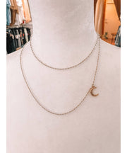 Rosary Necklace Moon Rose Gold 17"