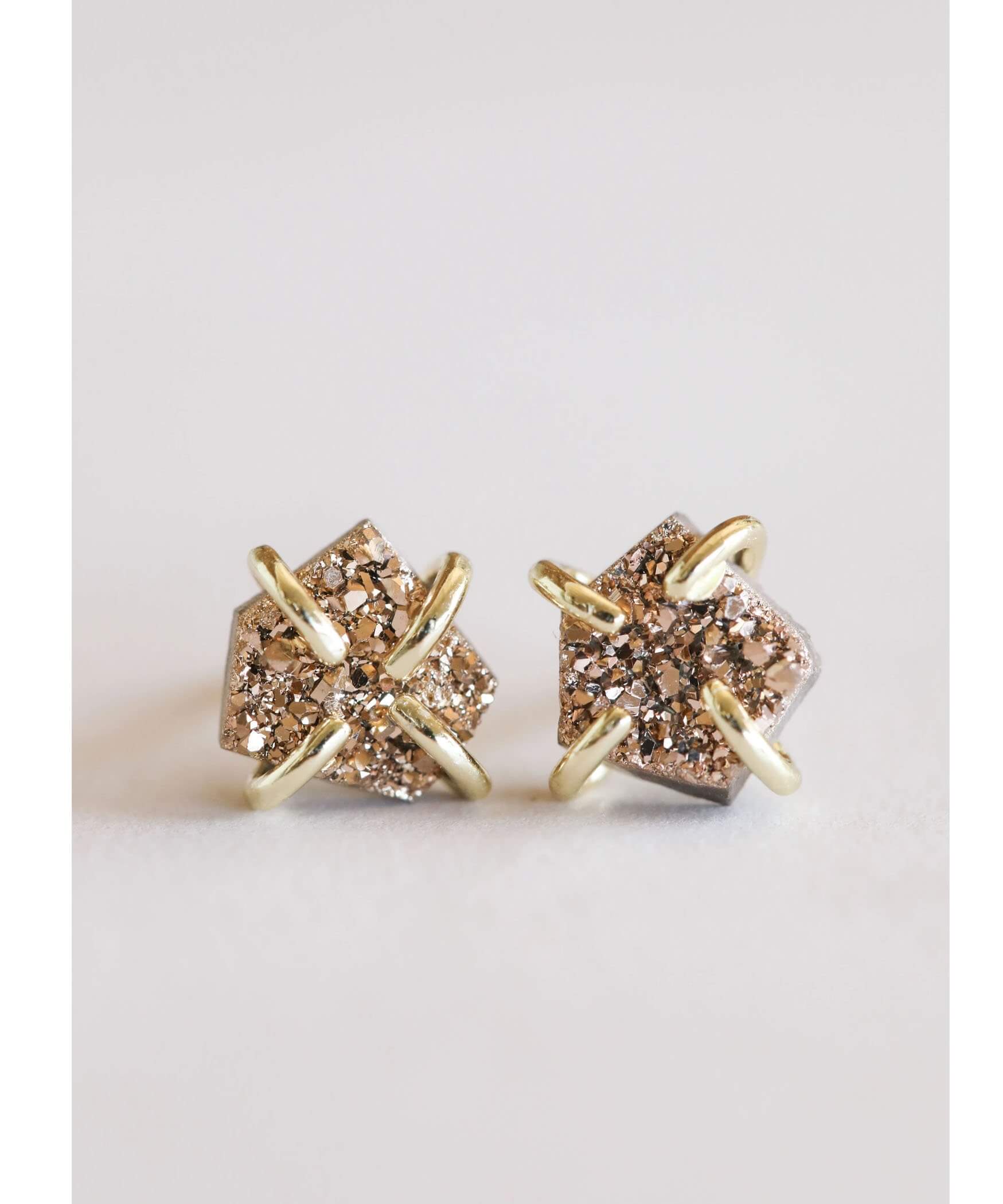 Rose Gold Druzy Prong Earrings