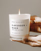 Lavender and Sage Soy Candle | White Jar Candle + Wood Lid