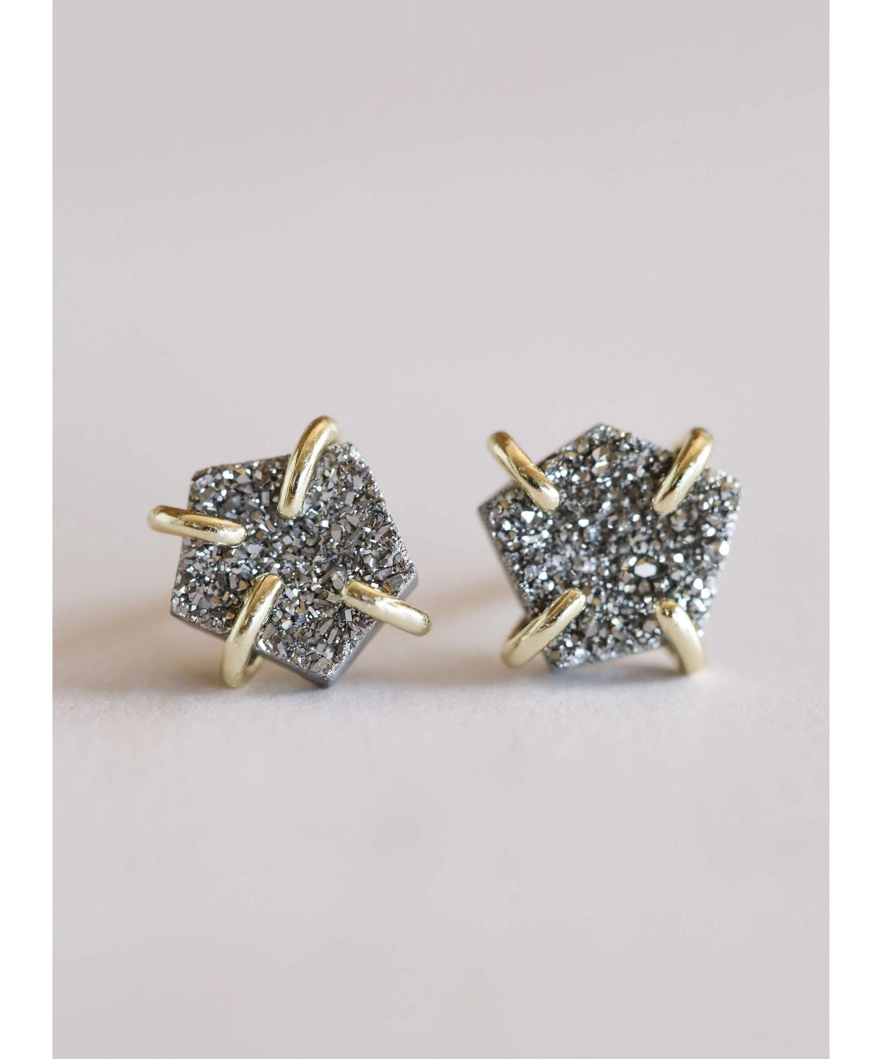 Silver Druzy Prong Earrings