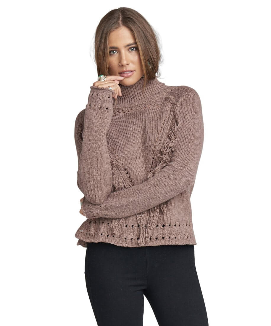Felicia Fringe Sweater, Almond Knit