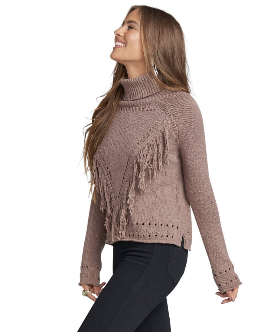 Felicia Fringe Sweater, Almond Knit