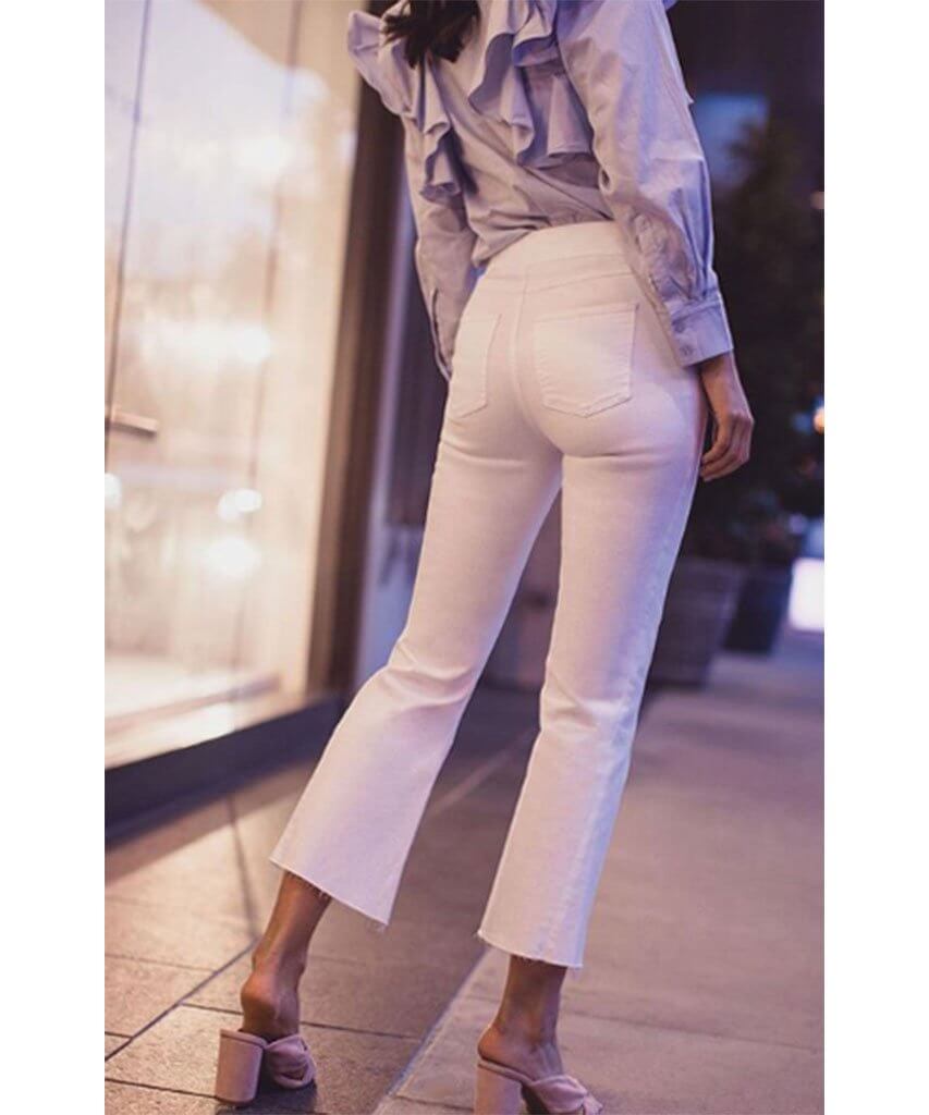 Cropped Flare Jean White