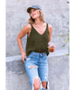 Rustic Ribbed Sweater Tank Top Military