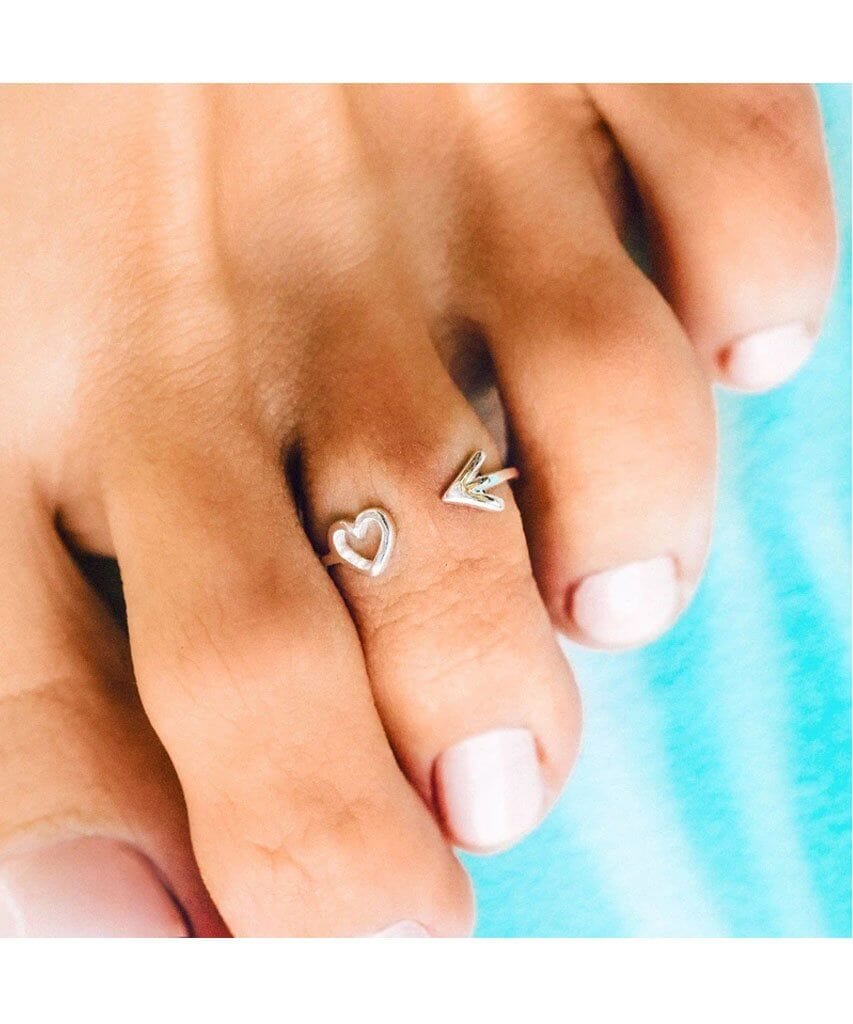 Heart and Arrow Silver Toe Ring