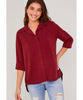 Classic Button Down Roll Up Sleeve Wine
