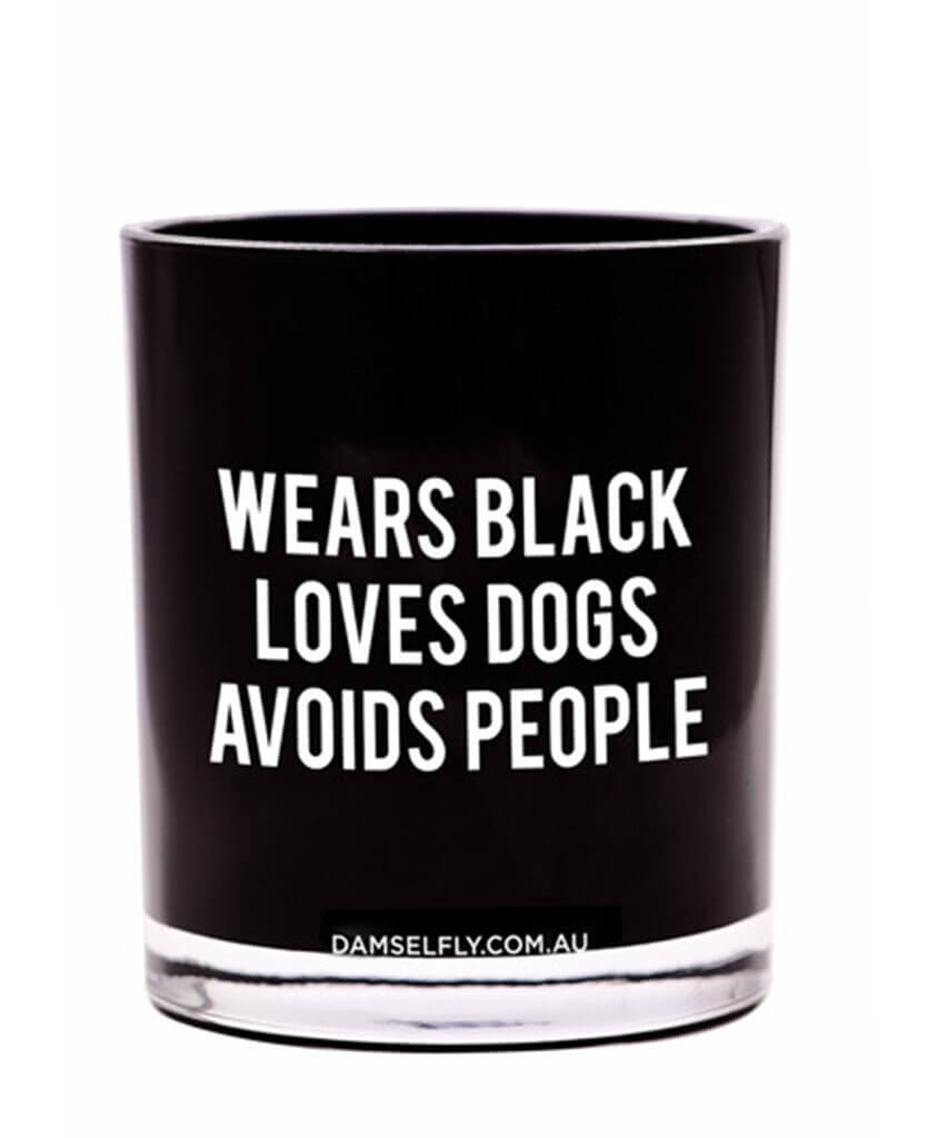 Wears Black Loves Dogs Candle