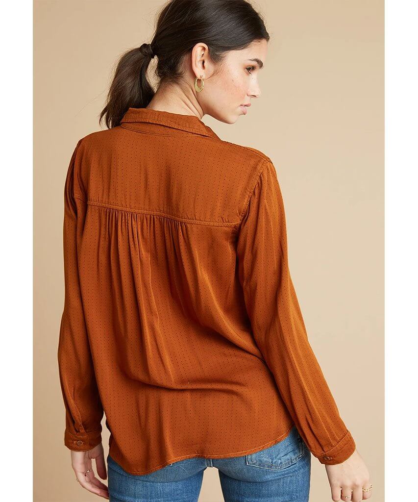 Rounded Hem Pocket Button Down Amber