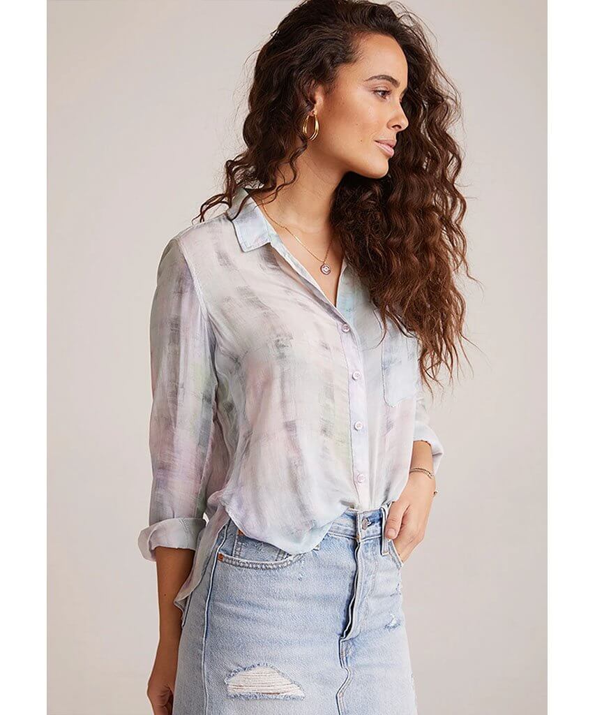 Rounded Hem Pastel Button Down