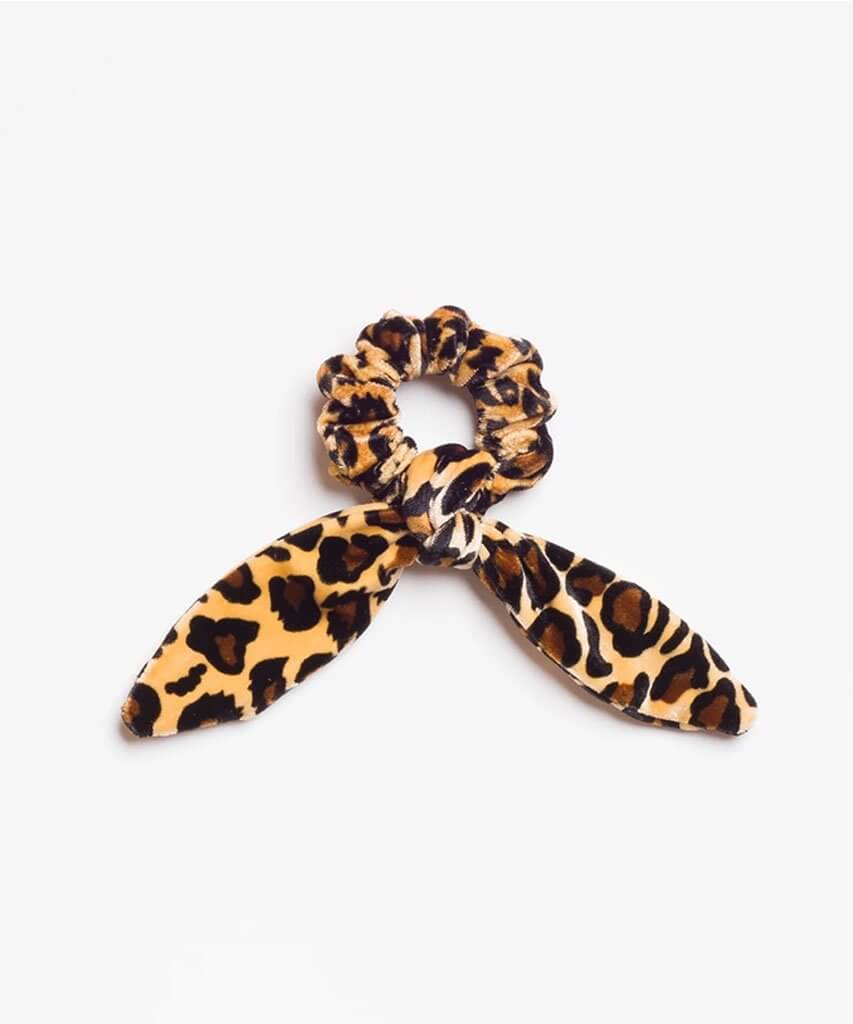 The Bebe Scrunchie Tie Leopard Velvet