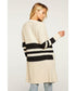 Striped Open Front Duster W/ Pockets