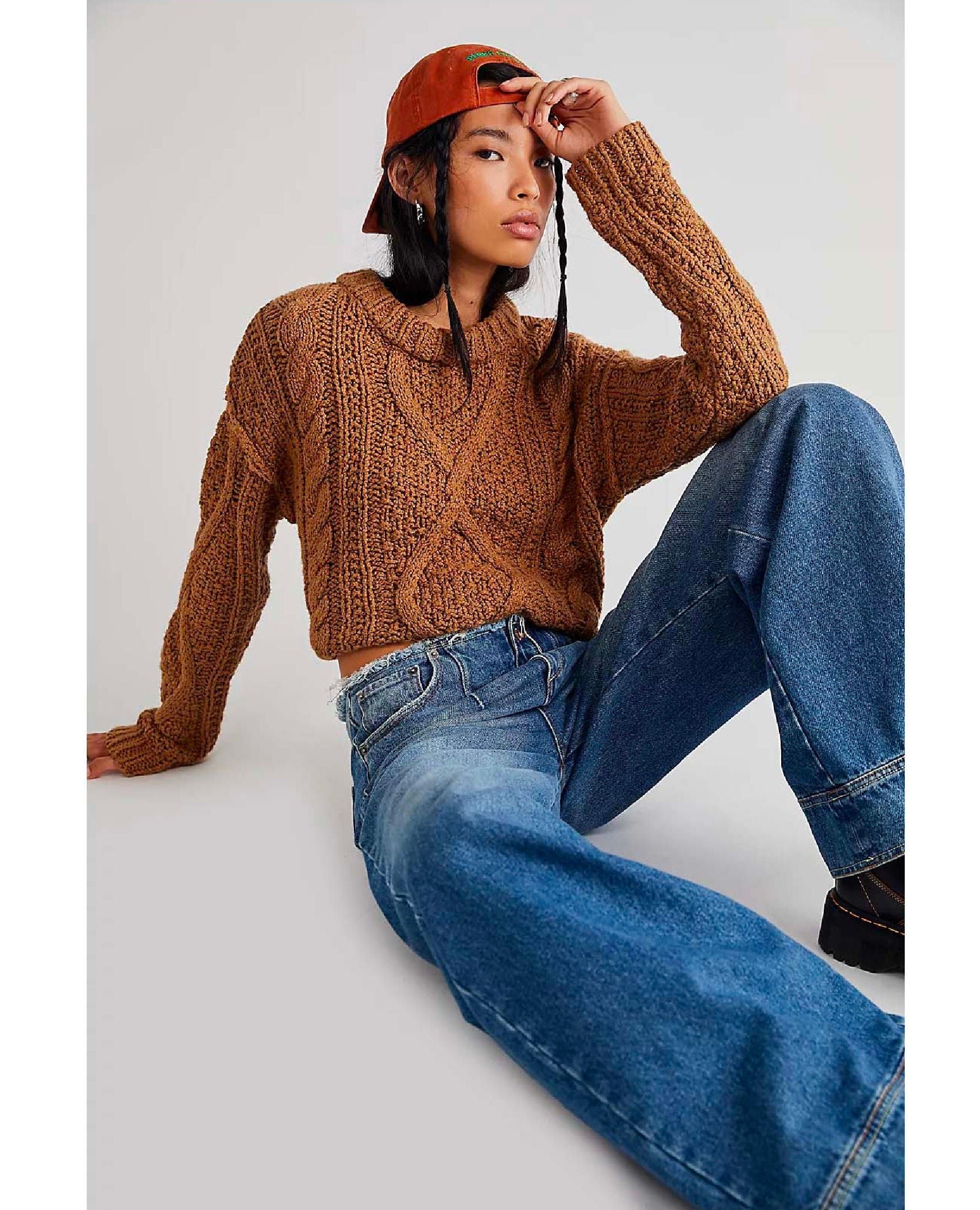 Cutting Edge Cable Sweater Camel
