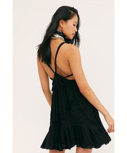 Encrusted Mini Black Dress