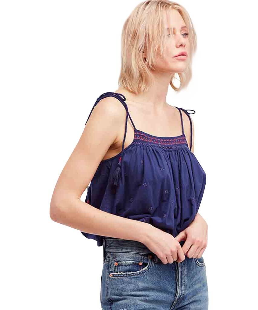 Eternal Love Embroidery Top, Blue
