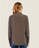 Brea Frayed Hem Button Up Shirt Olive