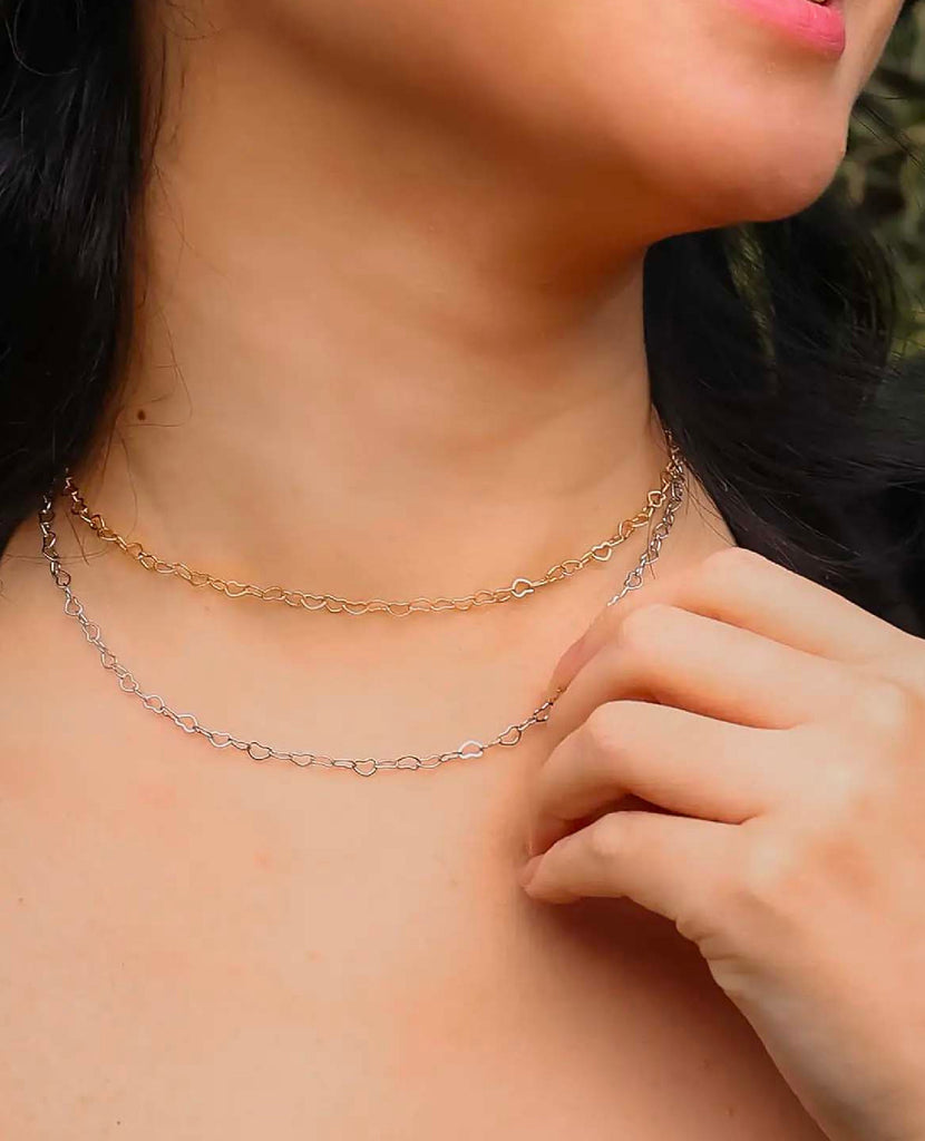 Open Heart Necklace Silver